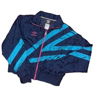 💖 Umbro Vintage Inspired Navy Cropped Windbreaker Jacket